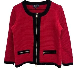 Crop jacket red long sleeve with gold double zipper louisa size large